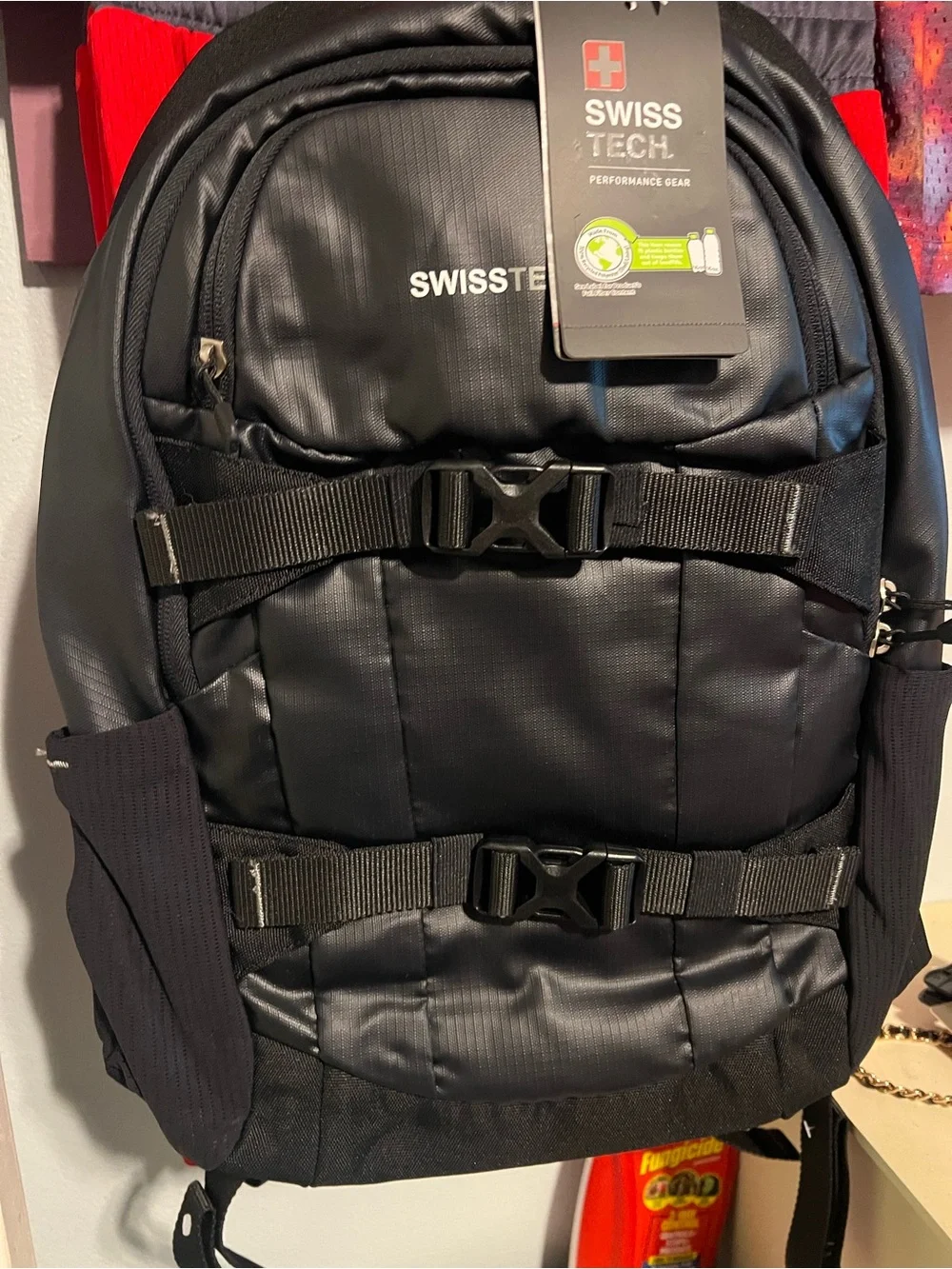 Swiss Tech Black Travel Backpack with Secure Strap System
